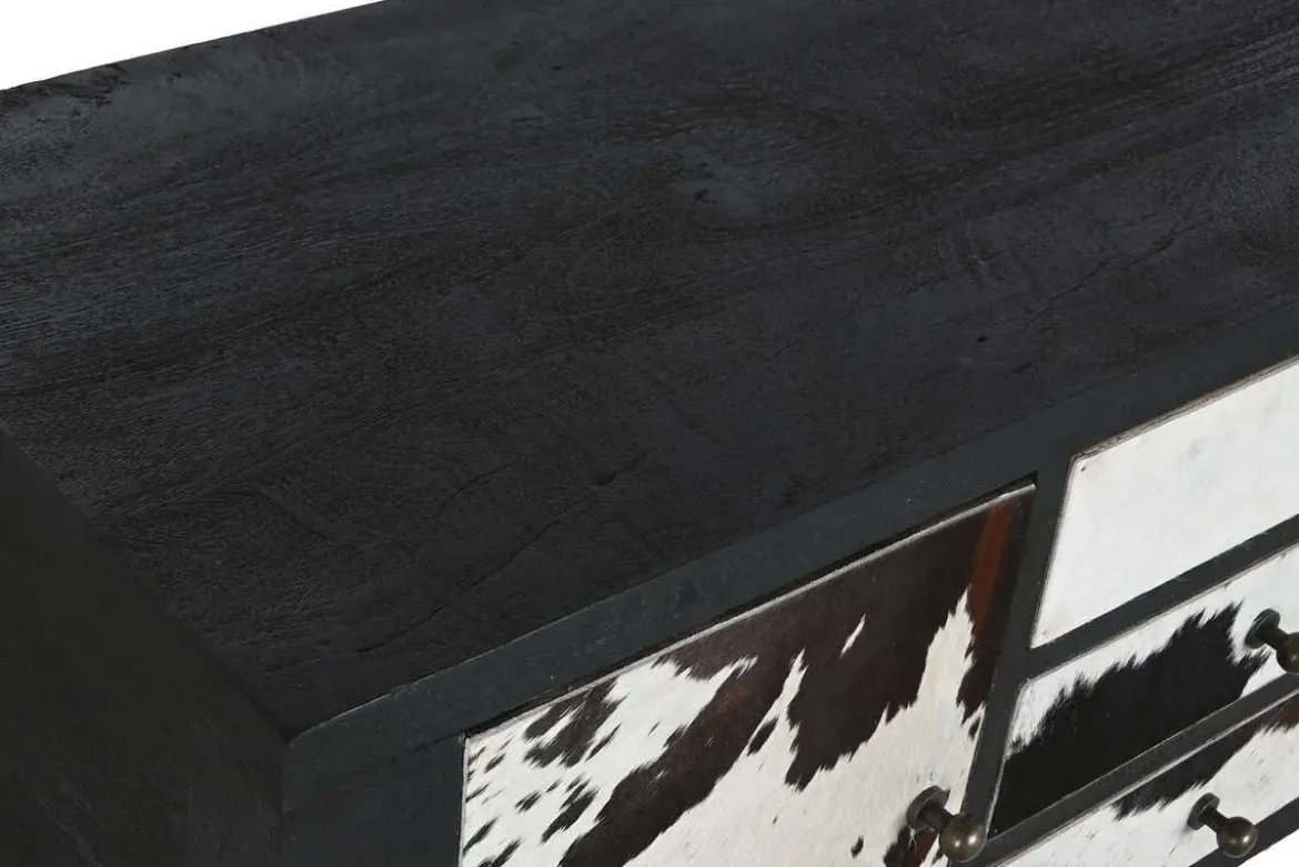 Consola de Madera de Mango con Piel Vaca MB-208897