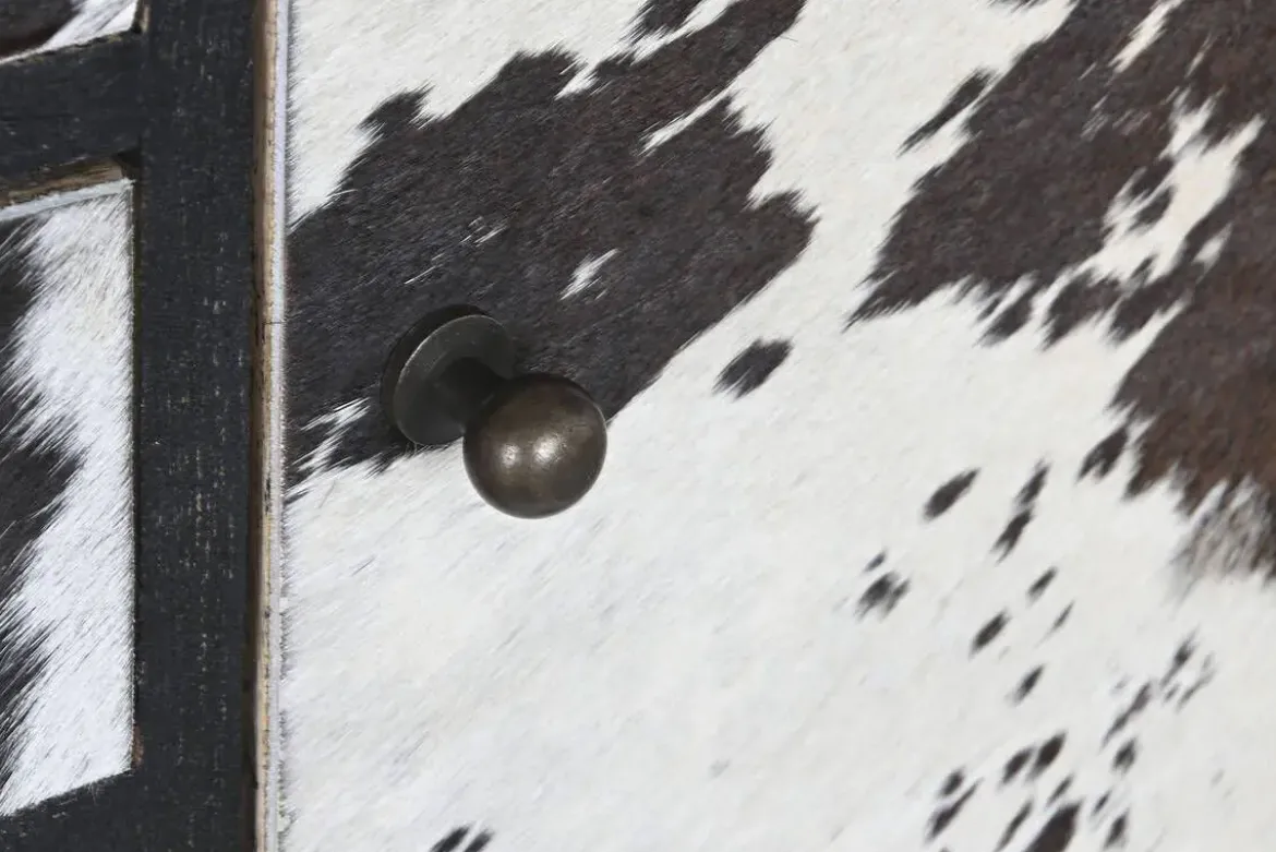 Consola de Madera de Mango con Piel Vaca MB-208897