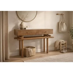 Consola de Madera de Mango Natural 2 Cajones MB-215099