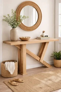 Consola de Madera de Mango Natural 175 cm MB-212692
