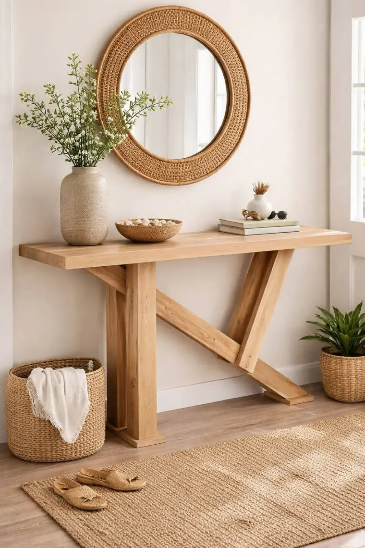 Consola de Madera de Mango Natural 175 cm MB-212692