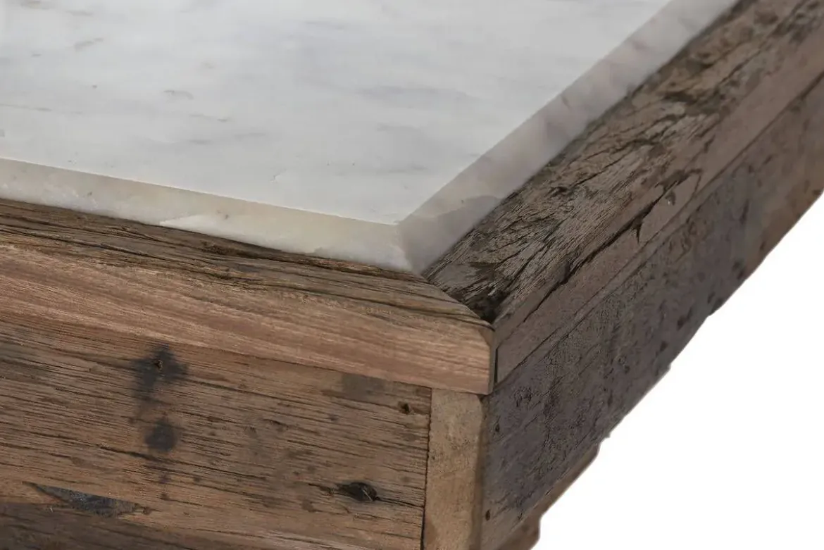 Consola de Madera Reciclada con Mármol MB-212643