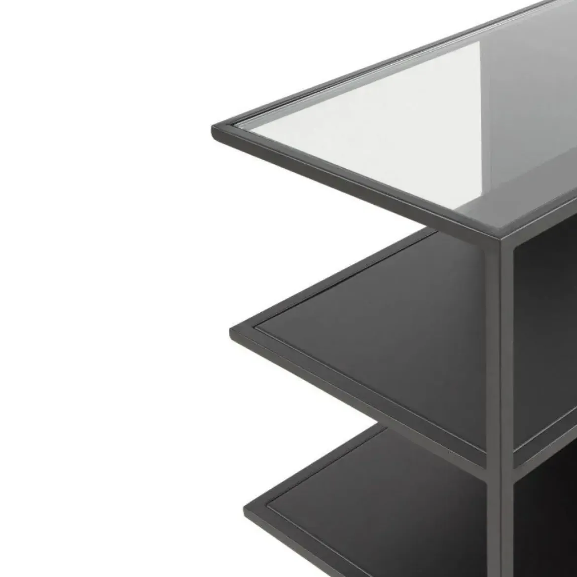 Consola de metal acabado en color negro con sobre rectangular de Cristal GABAR 10941