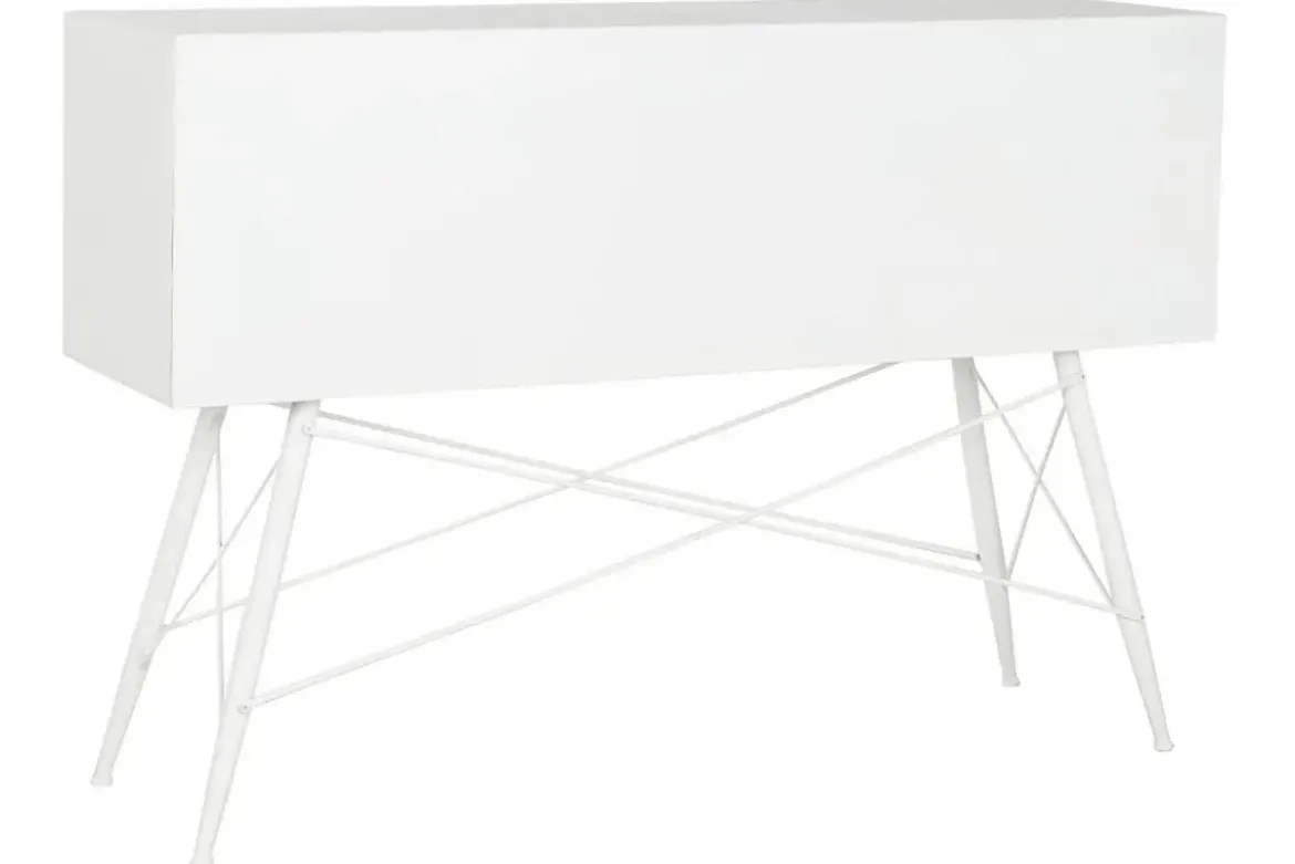 Consola de Metal Blanca con Puertas de Cristal MB-208105