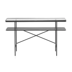 Consola de metal en color negro con sobre rectangular de Cristal GABAR 10942