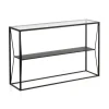 Consola de metal en color negro con sobre rectangular de Cristal de 120 cm GABAR 10940