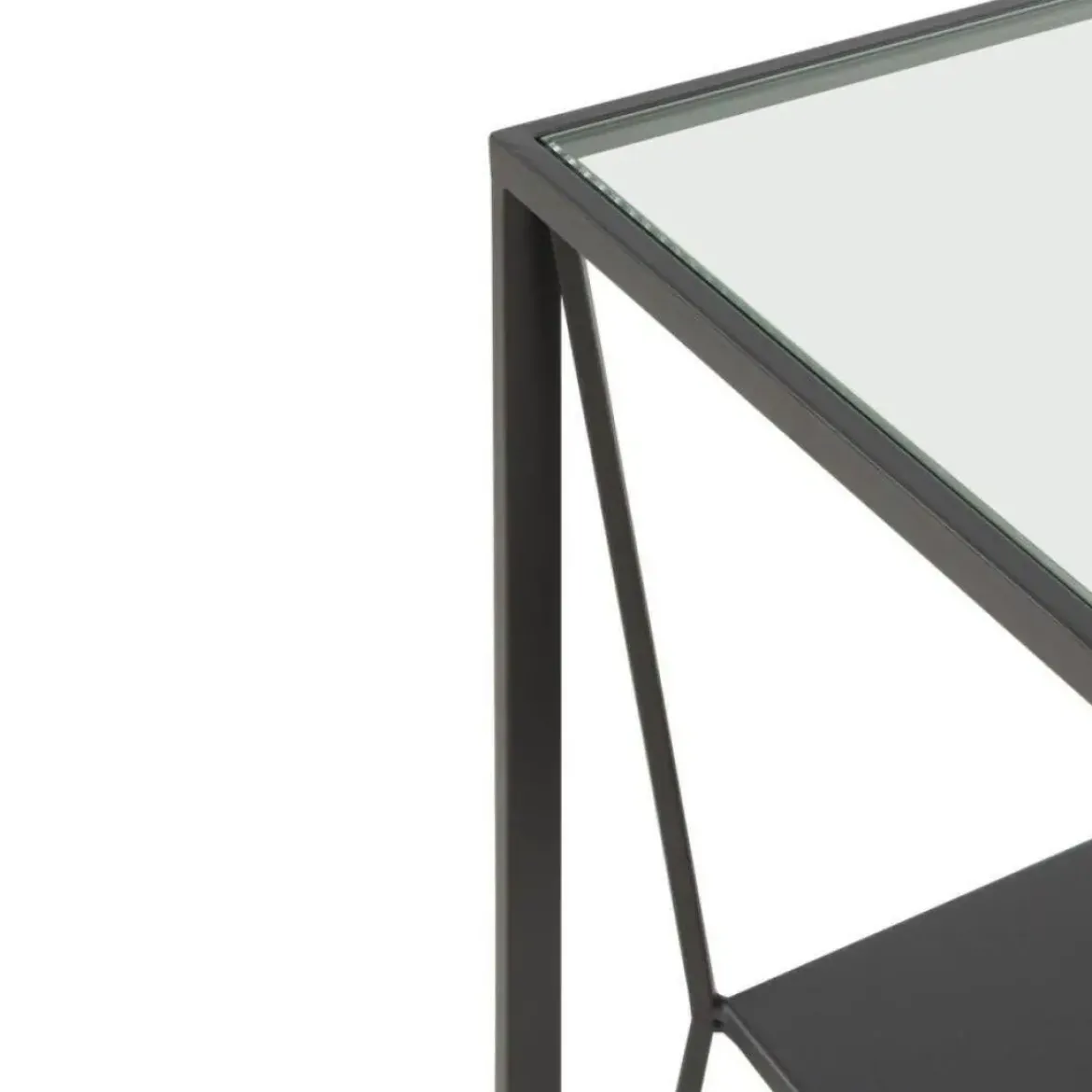 Consola de metal en color negro con sobre rectangular de Cristal de 120 cm GABAR 10940