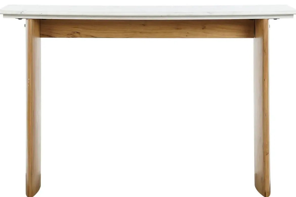 Consola de Mármol Blanco con Madera de Mango 120 cm MB-208508