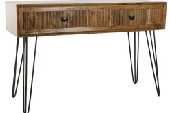 Consola de Recibidor de Acacia con 2 Cajones y Patas de Metal MB-177696
