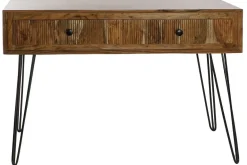 Consola de Recibidor de Acacia con 2 Cajones y Patas de Metal MB-177696