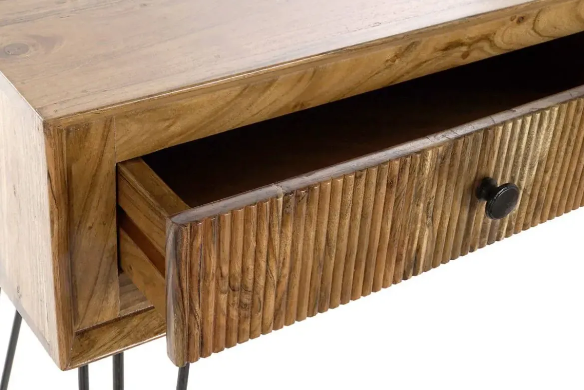 Consola de Recibidor de Acacia con 2 Cajones y Patas de Metal MB-177696