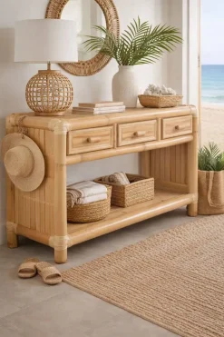 Consola de Recibidor de Bambú y Ratán Natural MB-221752