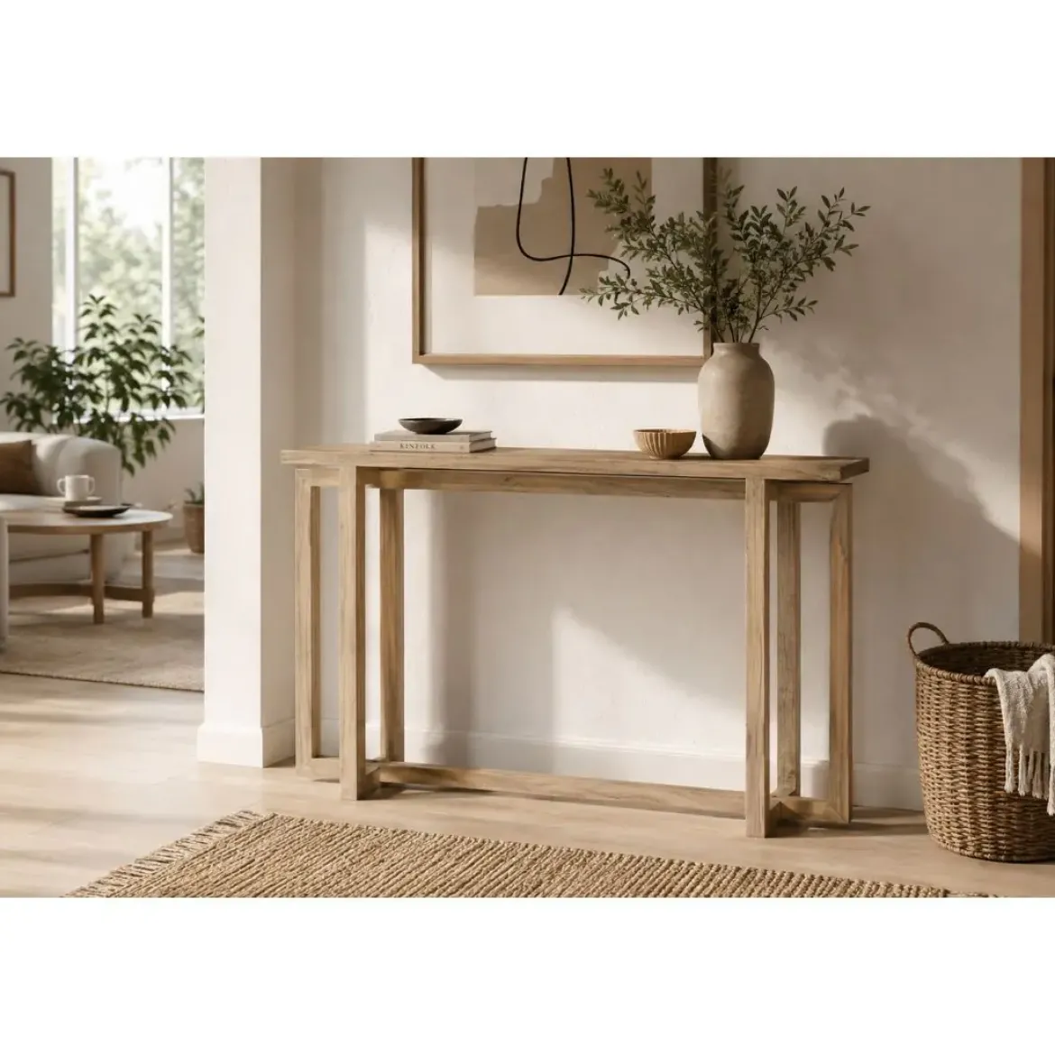 Consola de Recibidor de Madera Mindi Acabado Natural 120 cm MB-221507