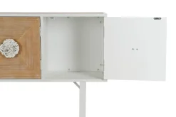 Consola de Recibidor de Madera de Abeto y Metal Blanco MB-206500