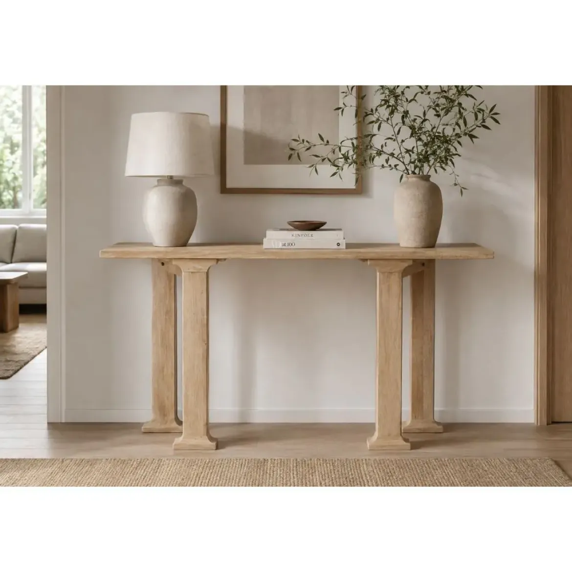Consola de Recibidor de Madera de Mango Natural 160 cm MB-224134