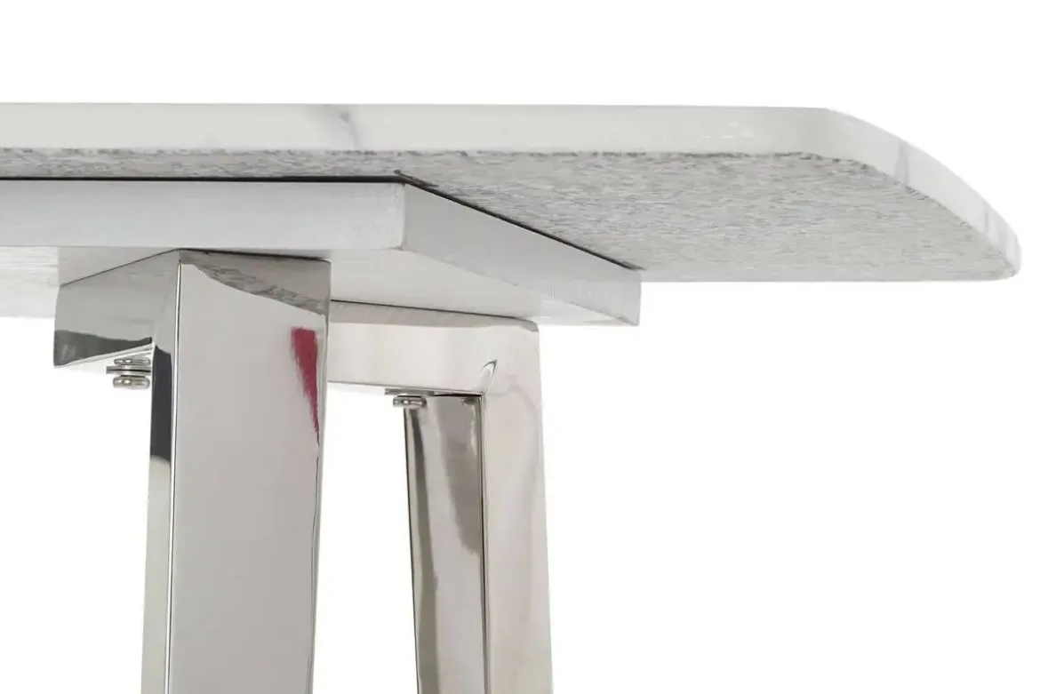Consola en Acero y Mármol Plateado MB-182534