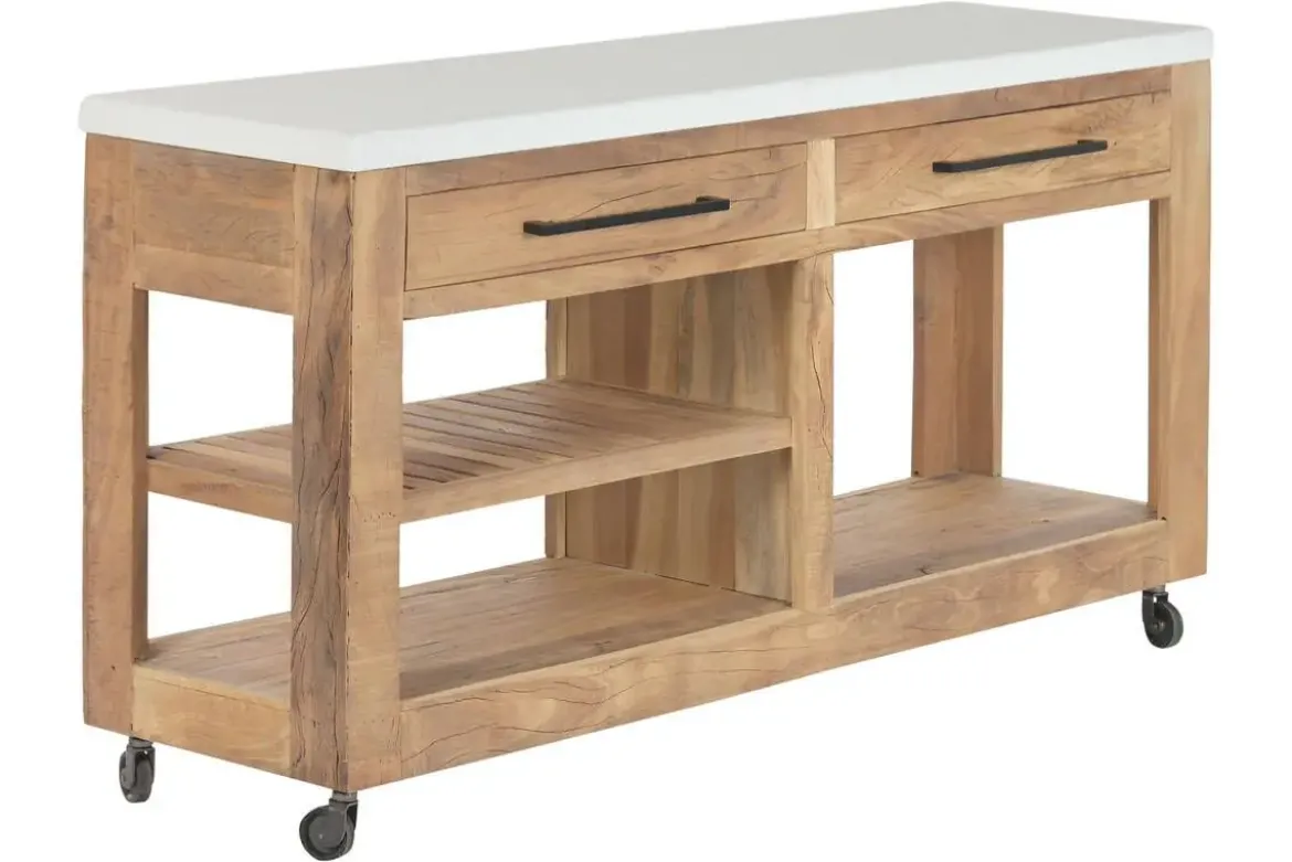 Consola Estructura de Madera Reciclada con Ruedas MB-222401