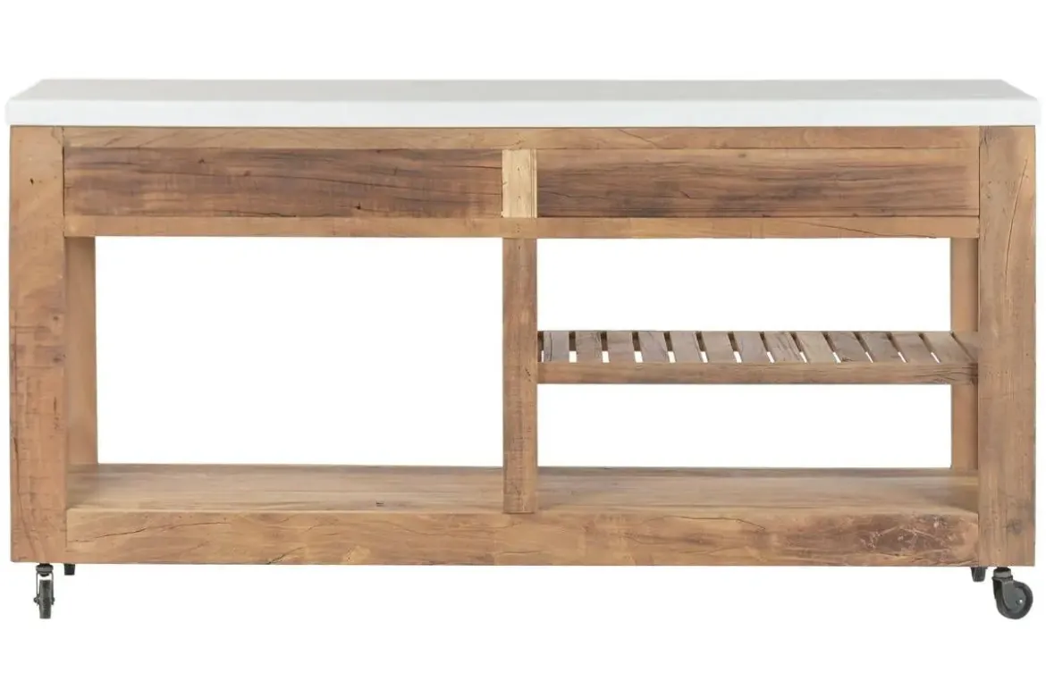 Consola Estructura de Madera Reciclada con Ruedas MB-222401