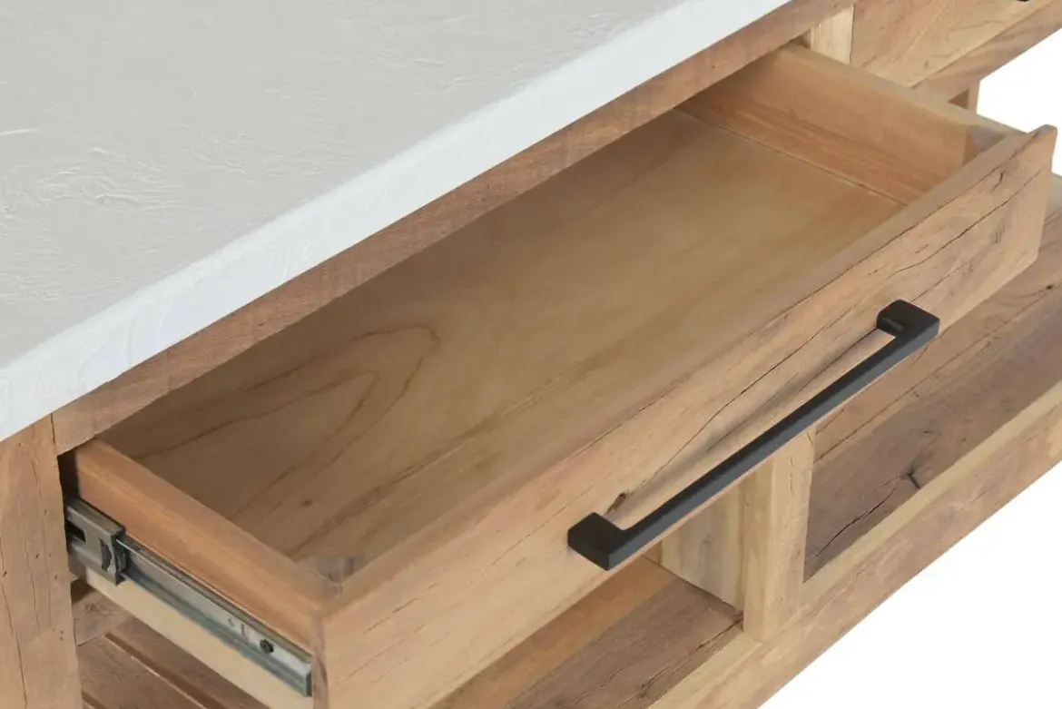 Consola Estructura de Madera Reciclada con Ruedas MB-222401