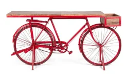 Consola Hierro y Madera Mango Bicicleta Antigua Color Roja MB-222238