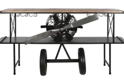 Consola Industrial Madera y Metal Diseño Avión Negro MB-211965