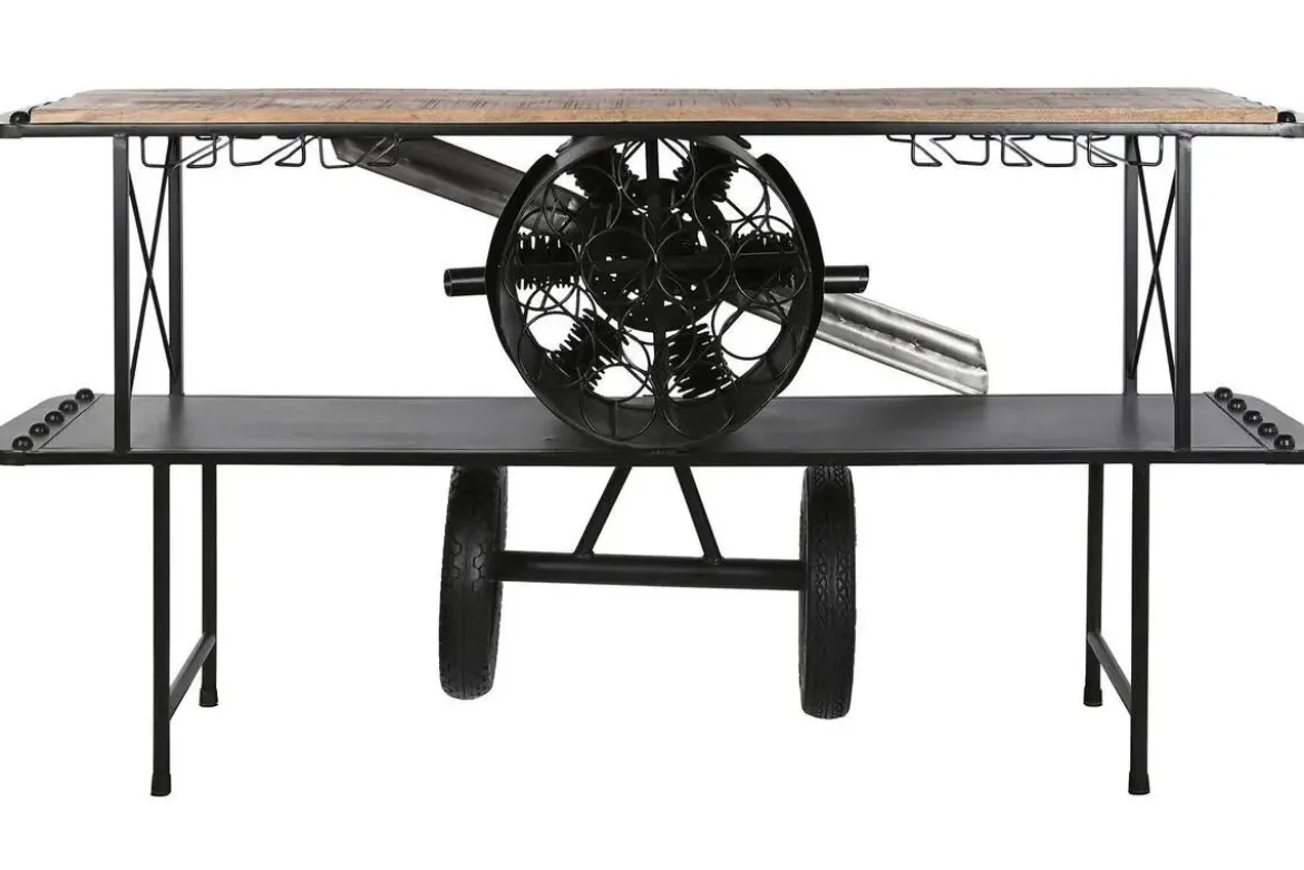 Consola Industrial Madera y Metal Diseño Avión Negro MB-211965