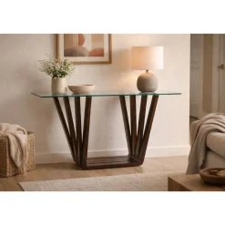 Consola Madera de Nogal con Cristal MB-204499