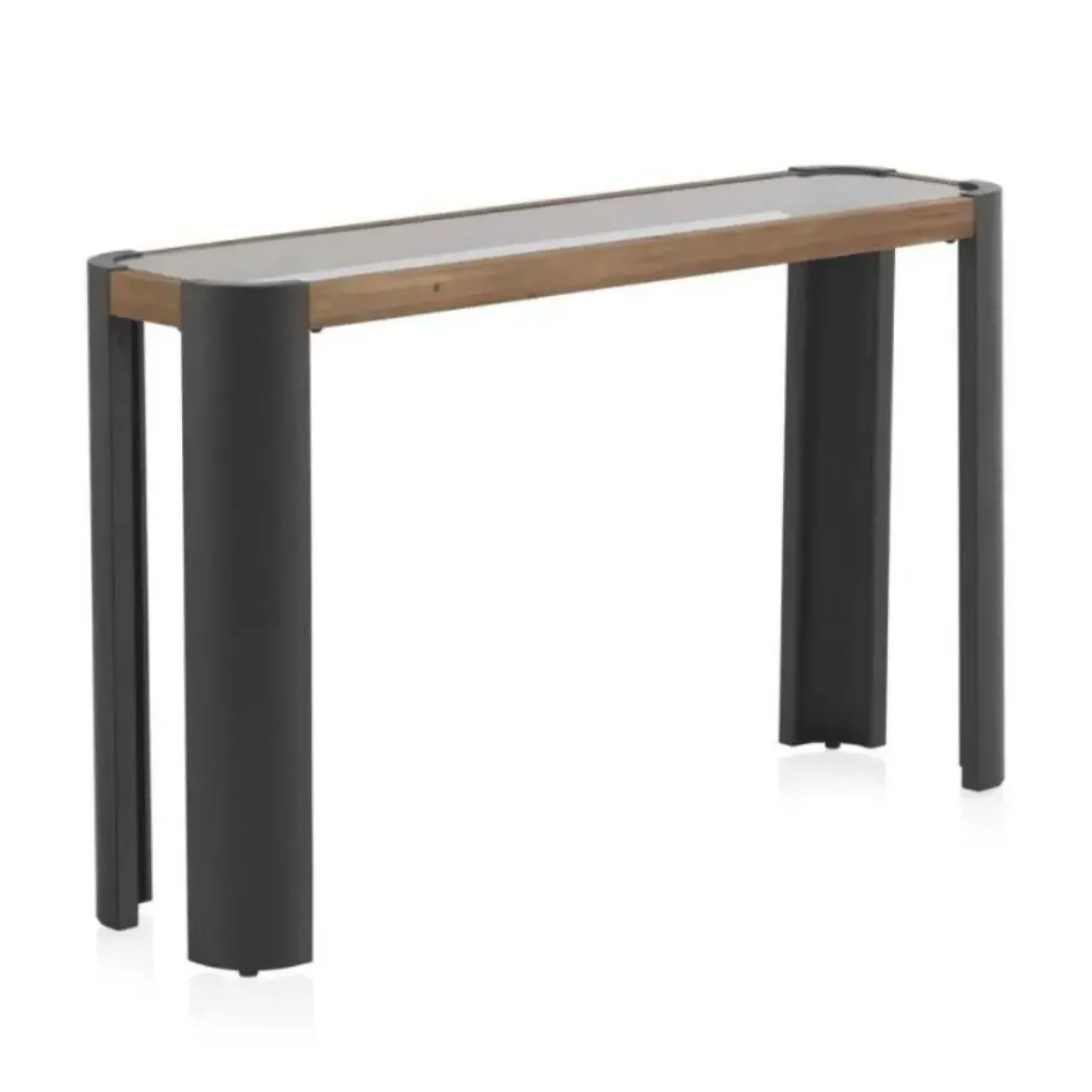 Consola metálica con madera y cristal en color natural GABAR 10950