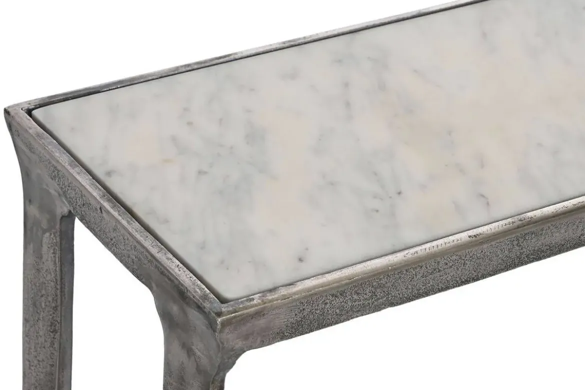 Consola Set 2 de Mármol y Aluminio Acabado Patinado MB-208493