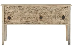 Consola Tallada en Madera Natural TECA MANGO MB-216542
