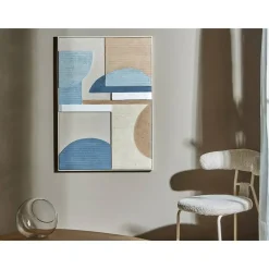 Cuadro Abstracto 72x102 cm Texturas Azules y Marrones con Marco 80-228