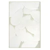 Cuadro Decorativo Abstracto con Hojas en Relieve Blanco 82 cm 80-225