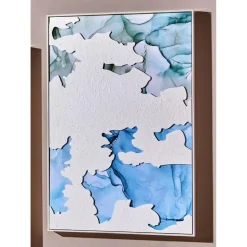Cuadro Óleo Abstracto Azul y Blanco con Relieve y Brillo 62x92 cm 80-219