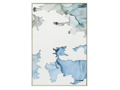 Cuadro Óleo Abstracto Azul y Blanco con Relieve y Brillo 62x92 cm 80-219