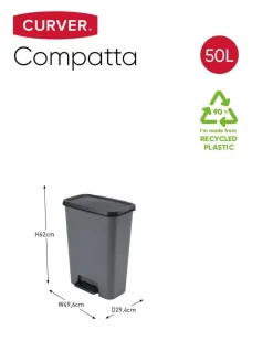Cubo de Basura 50L Gris Antracita Compatta 249810