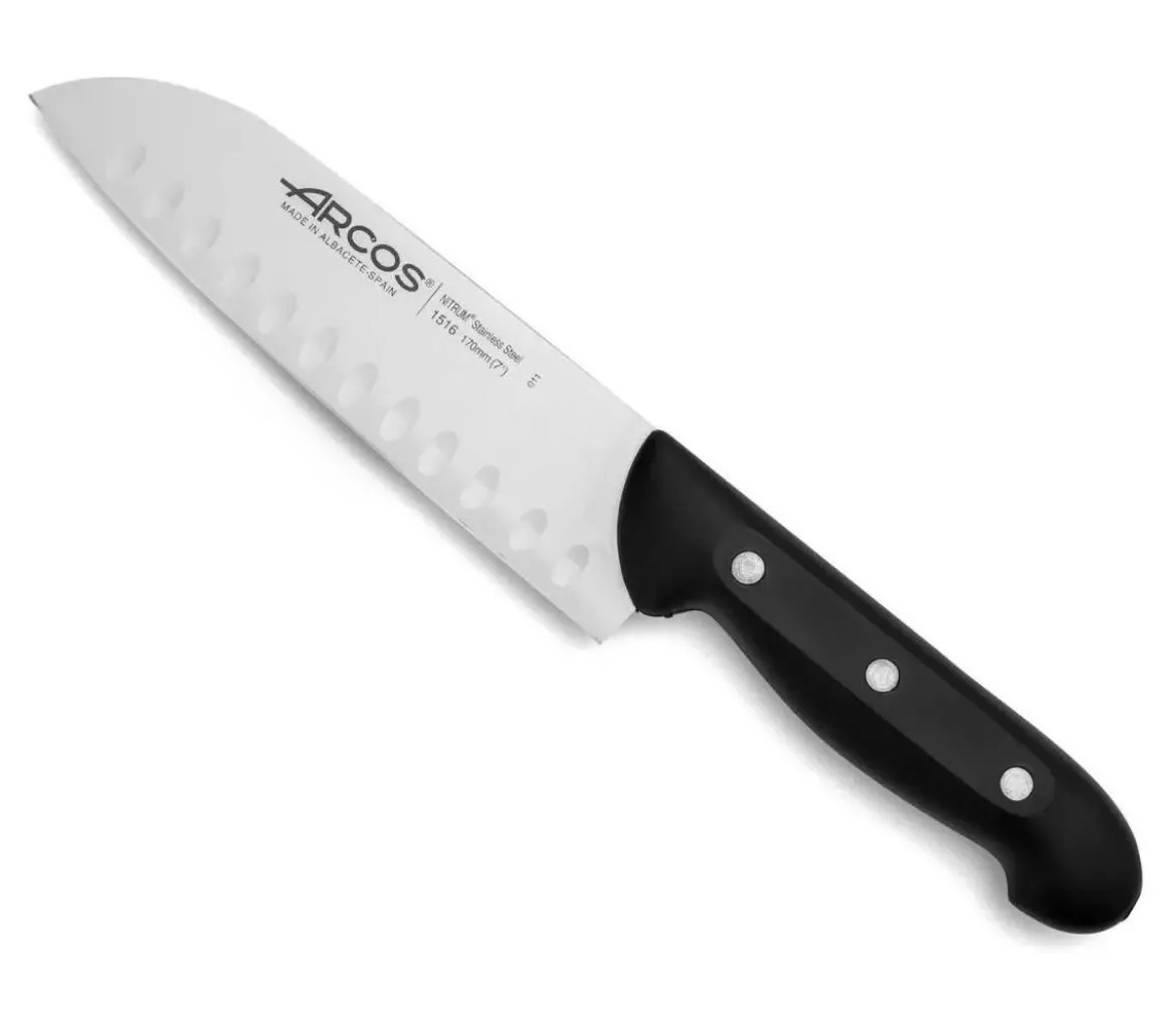 Cuchillo de Cocina con Mango Color Negro Santoku Serie Maitre 170 mm ARCOS 151600