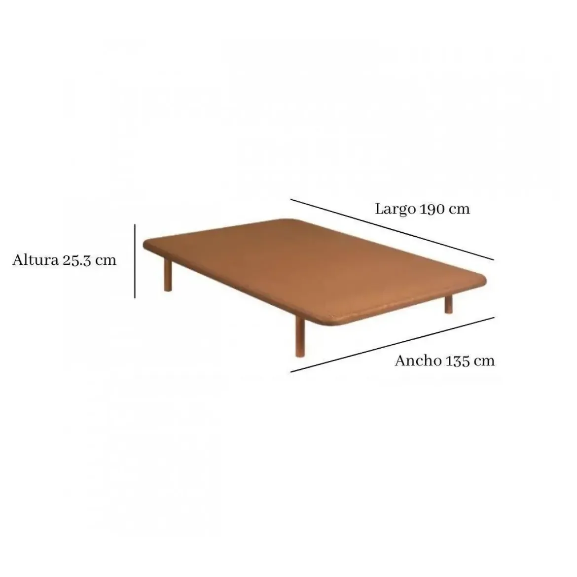 Divanlín Base Tapizada Tejido 3D Color cerezo 135x190 cm DL12082