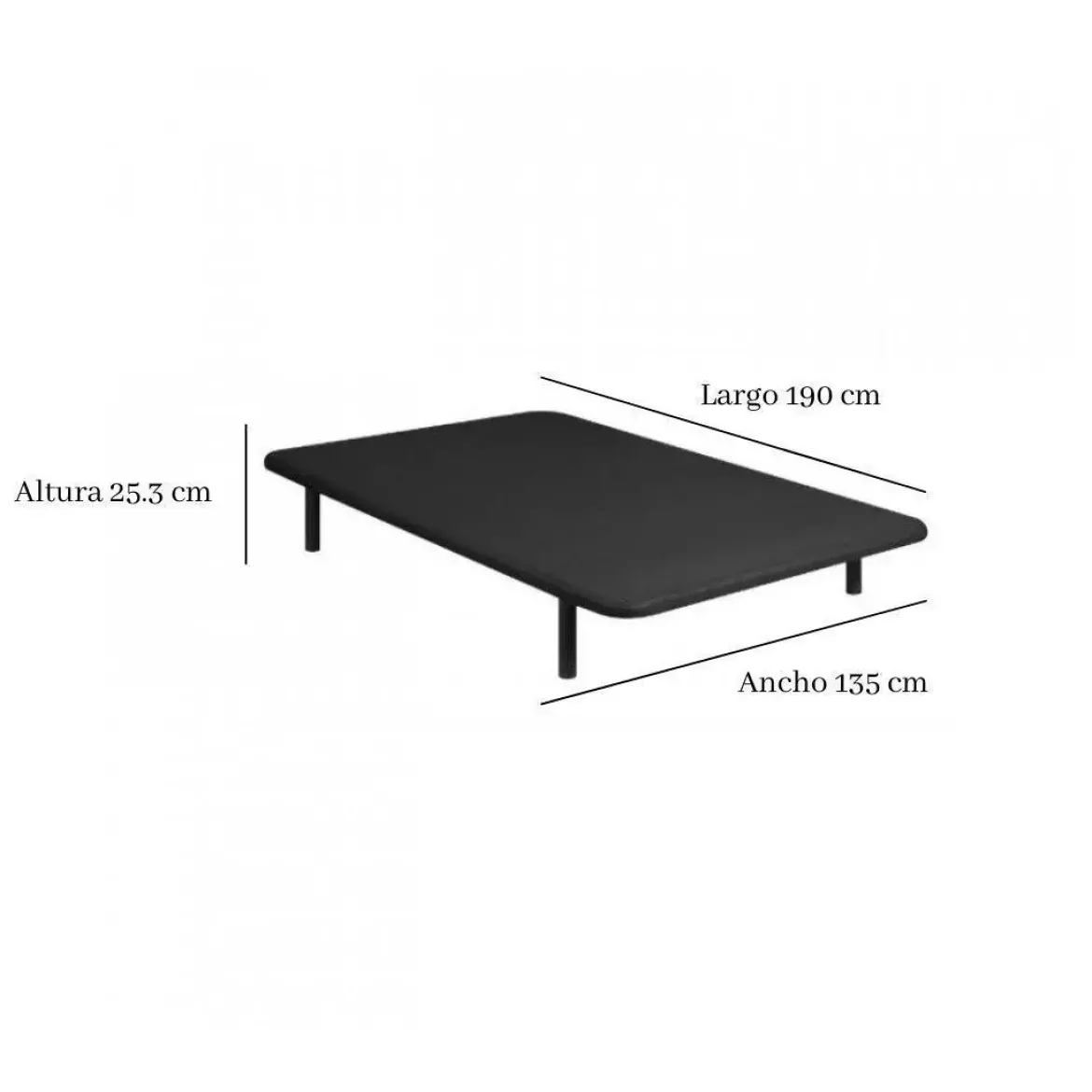 Divanlín Base Tapizada Tejido 3D Color Negro 105x190 cm DL12086