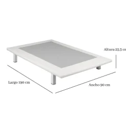 Divanlín 90x190 cm Tapizado en Polipiel en color Blanco Pikolin