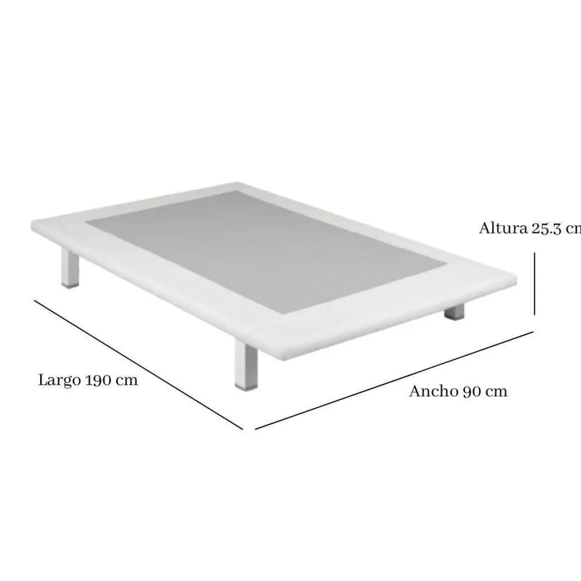 Divanlín 90x190 cm Tapizado en Polipiel en color Blanco Pikolin