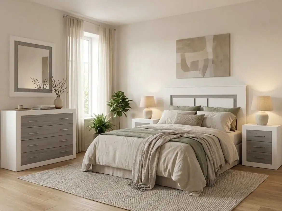 Dormitorio de Matrimonio con Cómoda y Espejo LARA 01