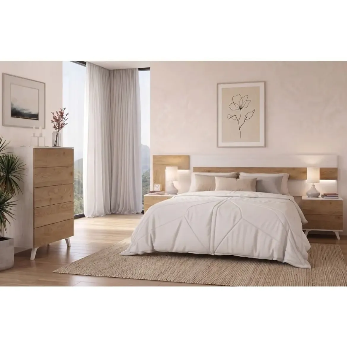 Dormitorio de Matrimonio de color Andersen Pino-Roble SOTO