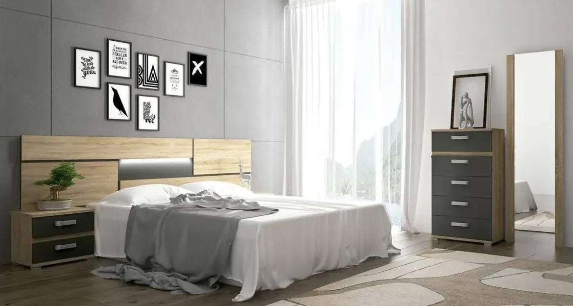 Dormitorio de Matrimonio PRIEGO en cambrian y grafito