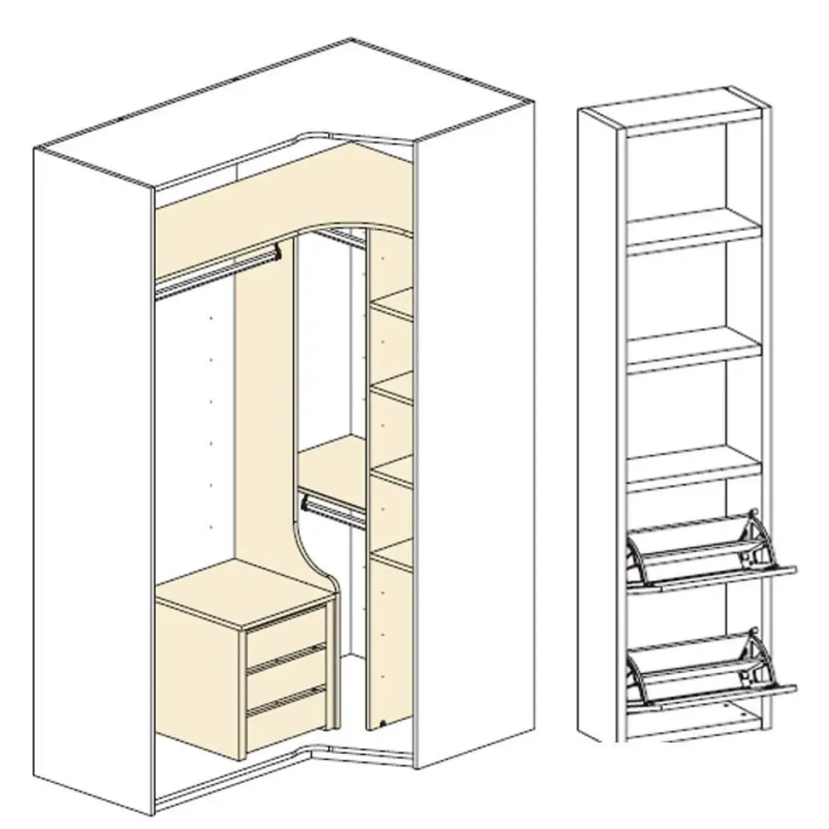 Dormitorio Juvenil Bicama y Armario Rincón Plegable ADAPT 22