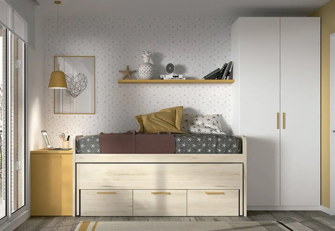 Dormitorio Juvenil con Cama Compacta y Armario WHYNOT 27
