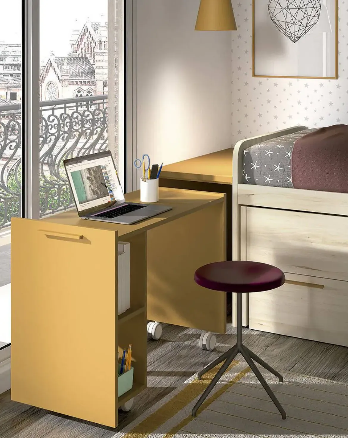 Dormitorio Juvenil con Cama Compacta y Armario WHYNOT 27
