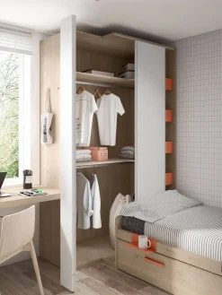 Dormitorio Juvenil con Cama Nido MOVE y Armario Rincón ADAPT 02