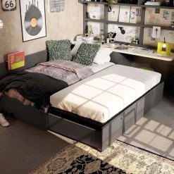 Dormitorio Juvenil con Nido Elevable y Armario DELULU 10