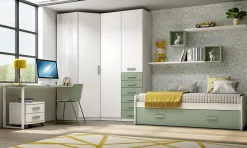 Dormitorio Juvenil LIDER GO 221 Acabado en Hibernian/Blanco/Mentha