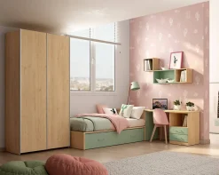 Dormitorio Juvenil LIDER GO 223 Acabados en Bambú/Mentha